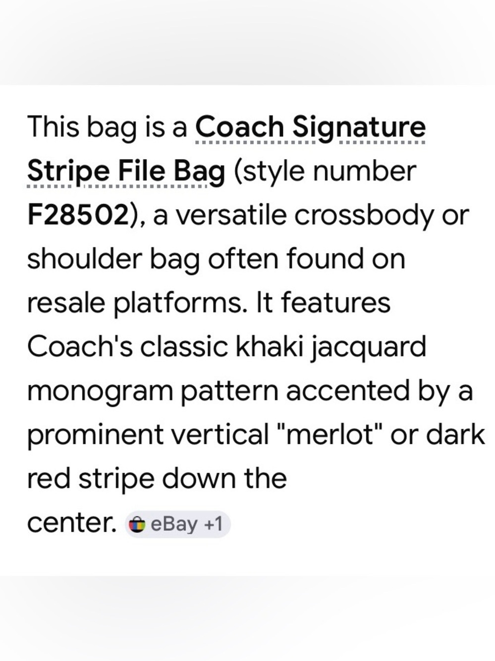 Coach Signature Crossbody Stripe File Bag Center Stripe F28502 - Picture 3 of 17